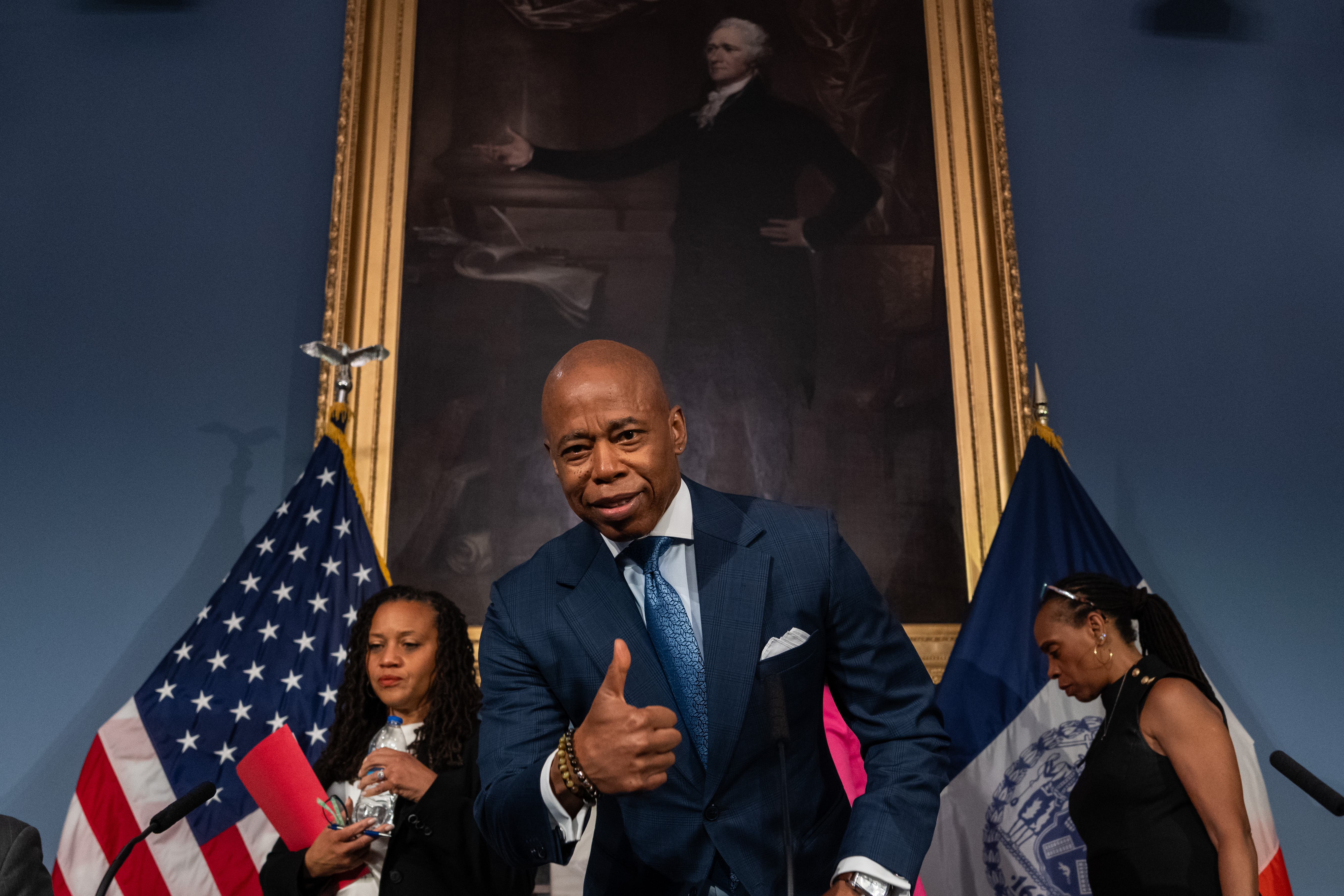 Mayor Eric Adams holds a press conference at City Hall on June 11, 2024.