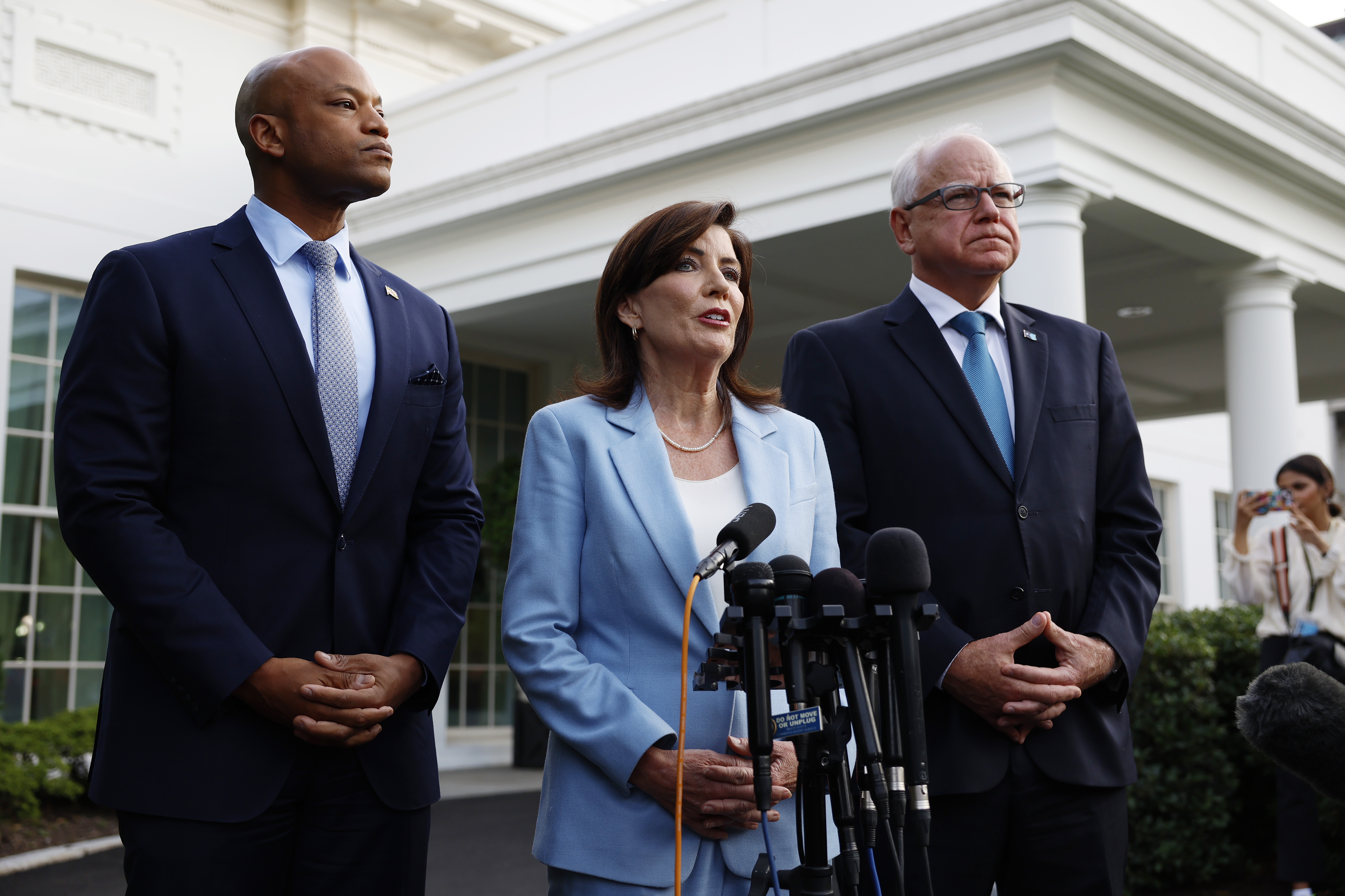 Governor Kathy Hochul with Tim Walz and Wes Moore at the White House in July.