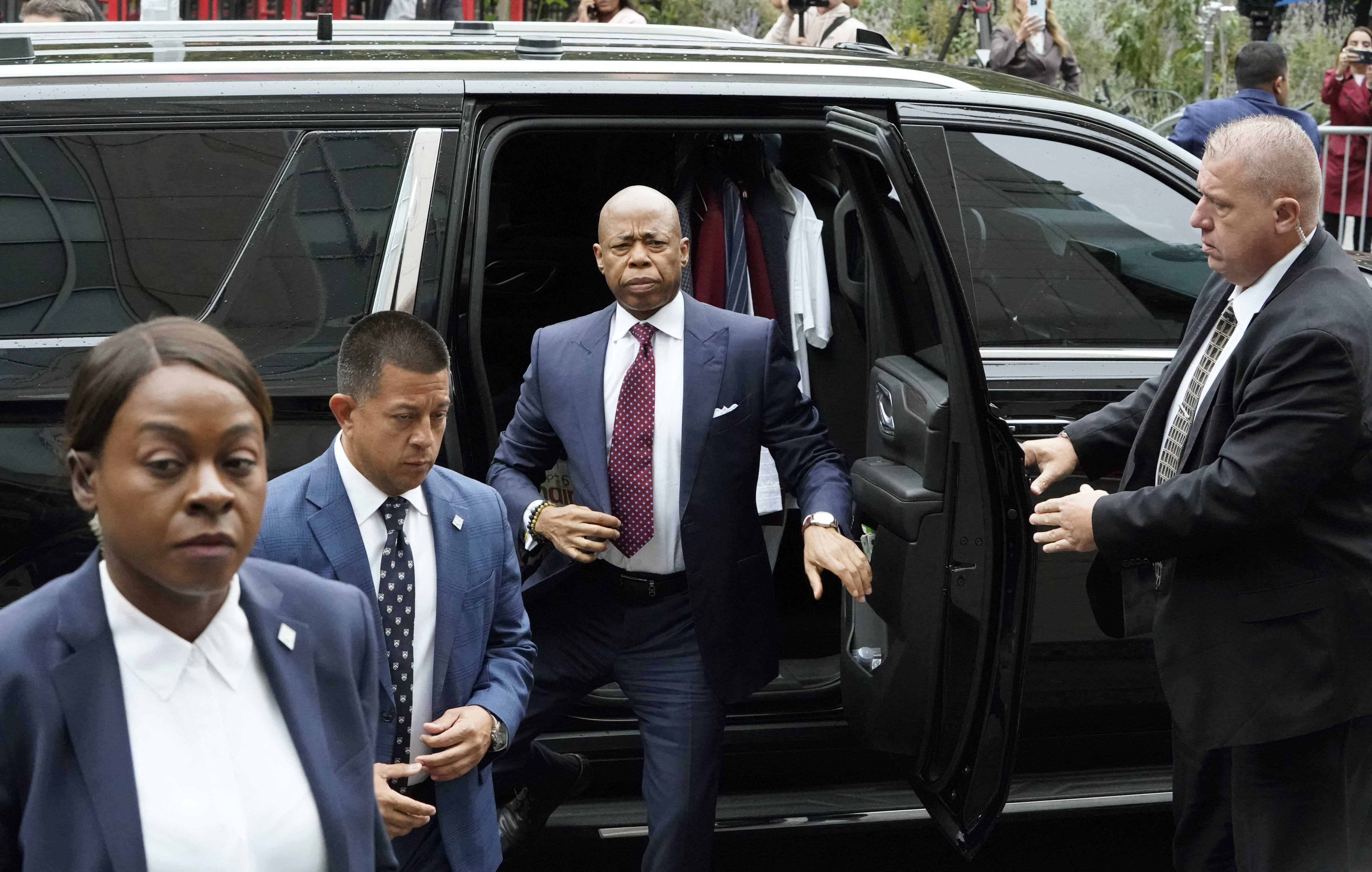 New York City Mayor Eric Adams arrives to appear in court after being indicted on federal charges of accepting bribes and illegal campaign contributions from Turkish nationals.