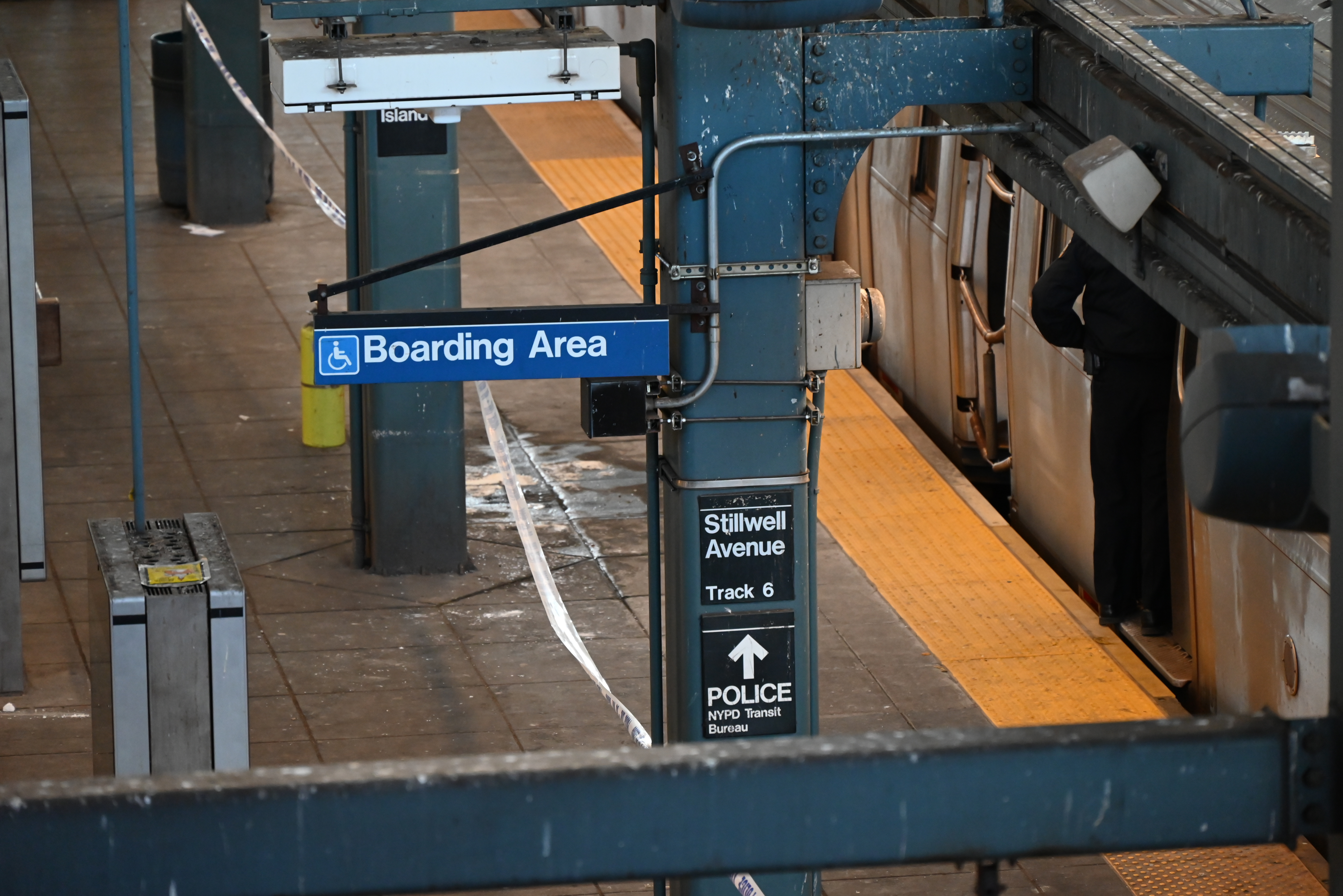 Police investigate at the Coney Island-Stillwell Avenue Station in Brooklyn after a woman aboard a subway car was set on fire and died in New York, United States on Dec. 22, 2024.