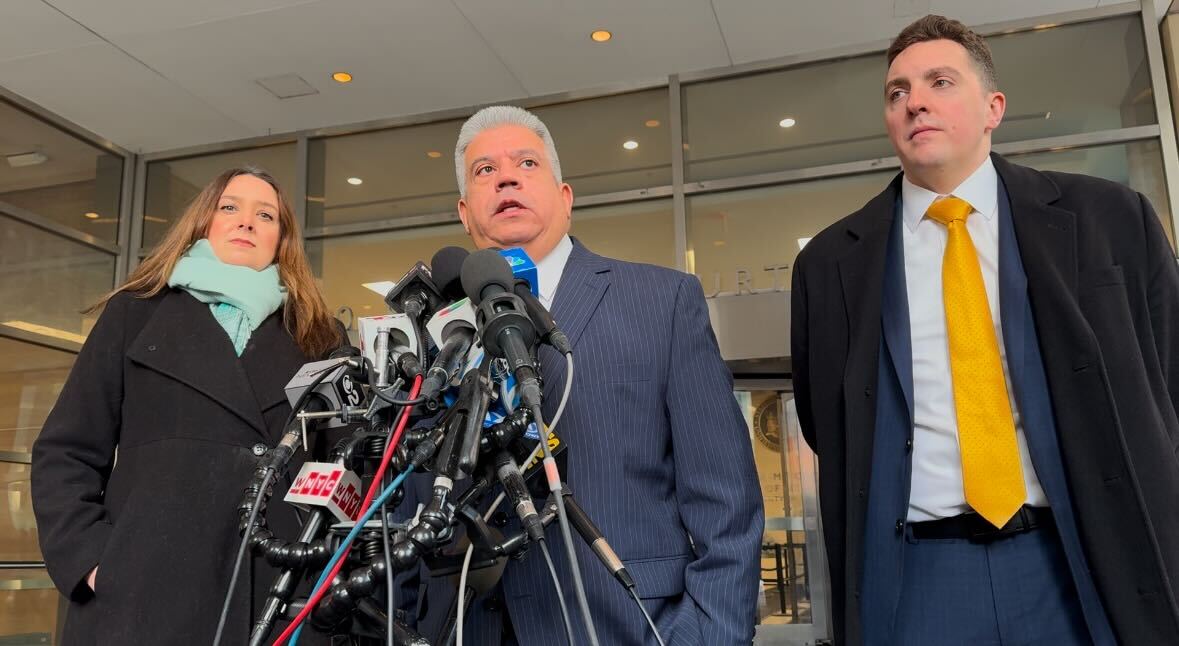 Brooklyn District Attorney Eric Gonzalez speaks at a press conference outside of Brooklyn Supreme Court on Dec. 27, 2024.