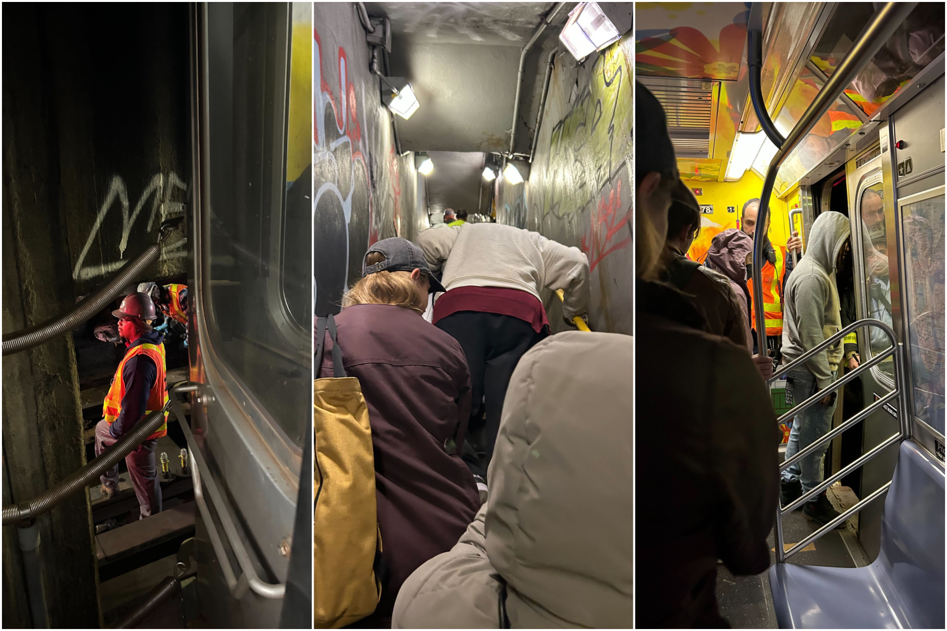 One rider says straphangers had to relieve themselves in between the subway cars as they waited.