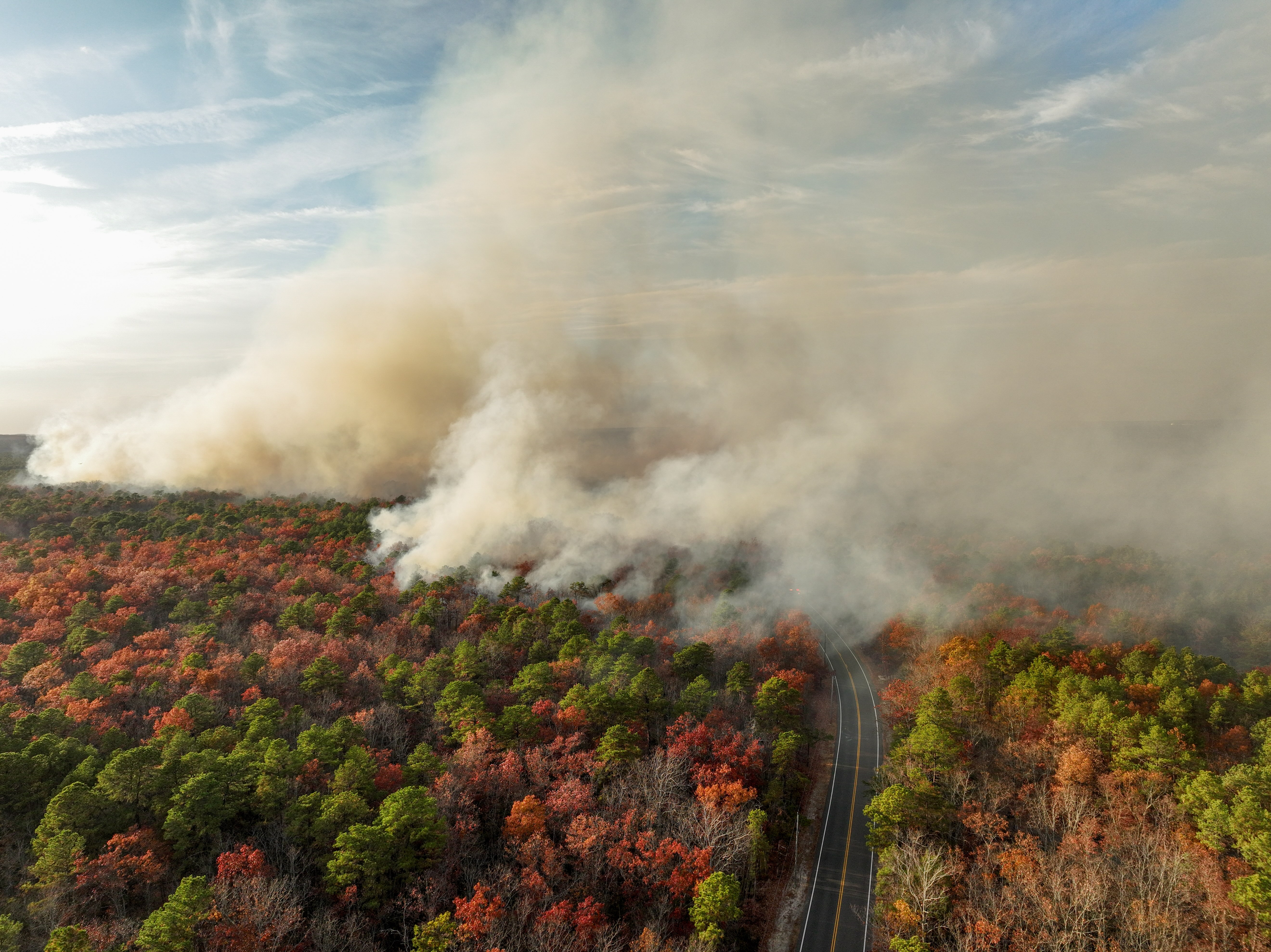 A photo of a wildfire in New Jersey