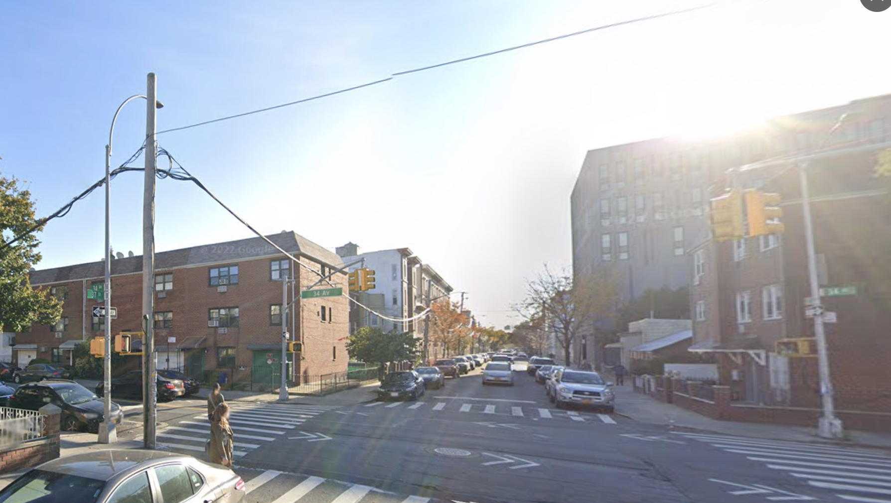 A photo of the intersection where a cyclist was killed in Queens.