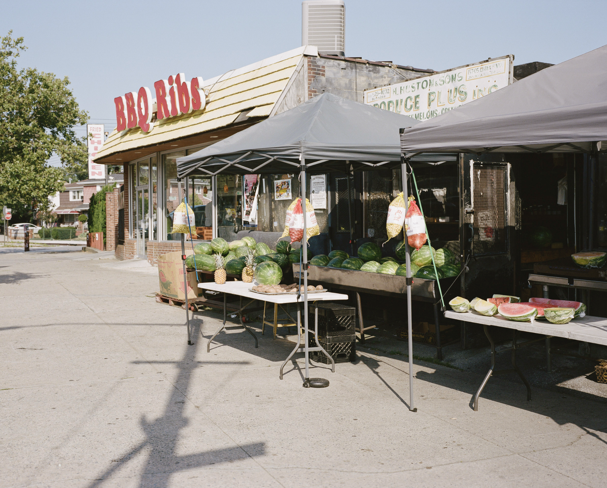 A vending stand full of watermelons in Southeast Queens.