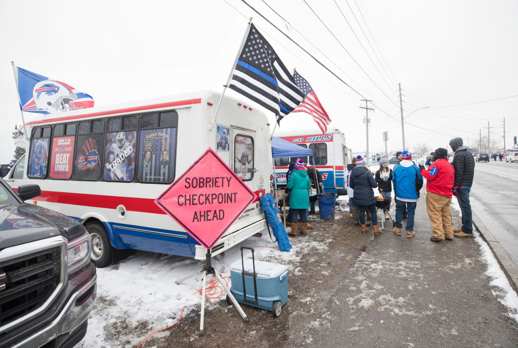 an RV at a Buffalo Bills tailgate