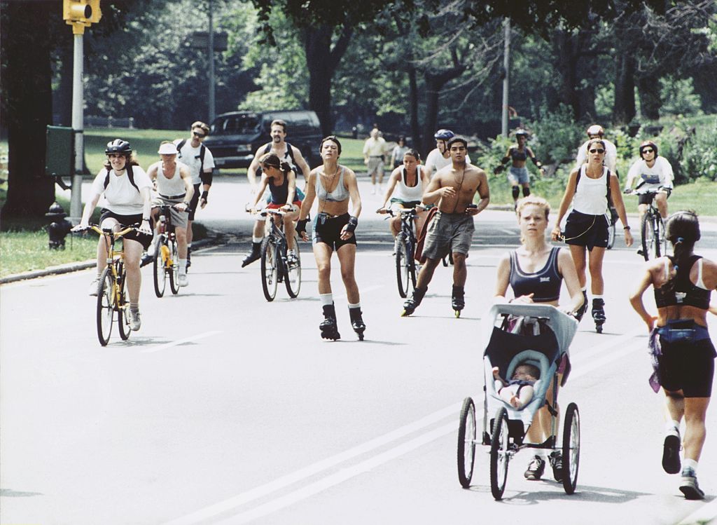 rollerbladers in Central Park