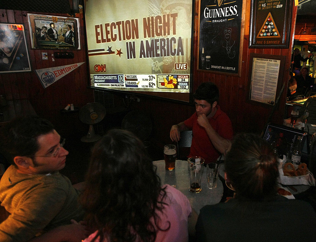 watching election results in a bar