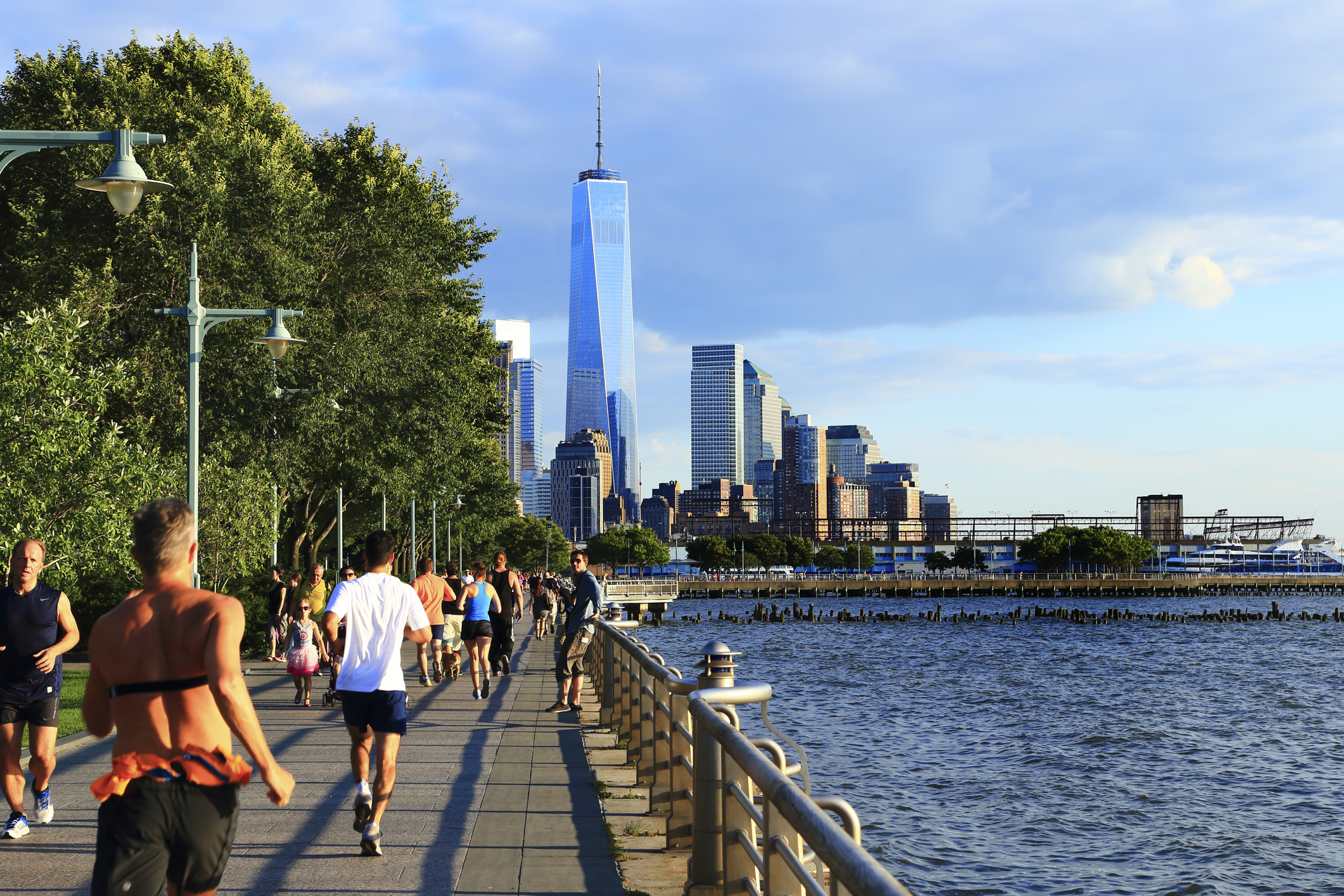 people running on the West Side of Manhattan