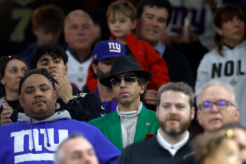 Sean Stellato in a fedora at a Giants game